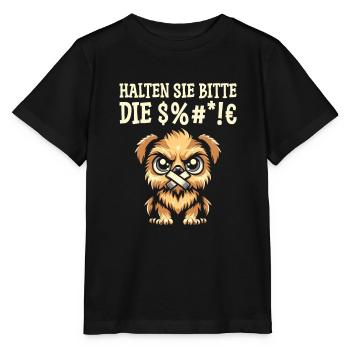Griffon de Bruxelles Tais-toi - T-shirt bio MINI CREATOR Stanley/Stella Enfant - noir - Devant - Mikhail (115cm)