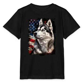Husky de Sibérie Amérique États-Unis - T-shirt bio MINI CREATOR Stanley/Stella Enfant - noir - Devant - Mikhail (115cm)