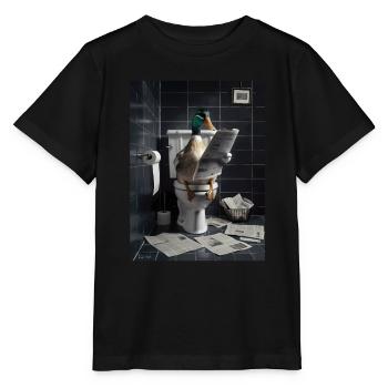 Ente Toilette Zeitung lesen Geschenk - Stanley/Stella Kinder T-Shirt MINI CREATOR  - Schwarz - Vorne - Mikhail (115cm)