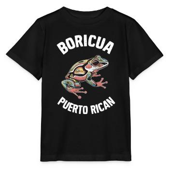 Boricua Puerto Rican Coqui Puerto Rico Artsy - Stanley/Stella MINI CREATOR Kids’ T-Shirt - black - Front - Mikhail (115cm)