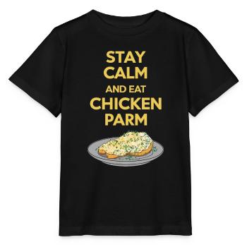 Bleib Ruhig Und Iss Chicken Parm Italienisches - Stanley/Stella Kinder T-Shirt MINI CREATOR  - Schwarz - Vorne - Mikhail (115cm)