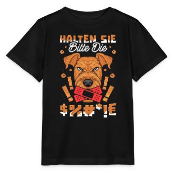 Airedale Terriers, please keep your mouth shut - Stanley/Stella MINI CREATOR Kids’ T-Shirt - black - Front - Mikhail (115cm)