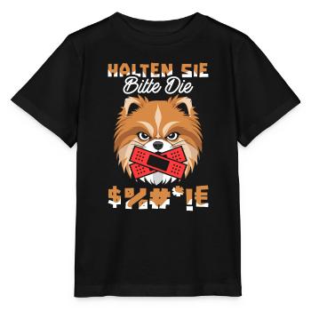 Pomeranian Halten Sie Bitte Die Fresse - Stanley/Stella Kinder T-Shirt MINI CREATOR  - Schwarz - Vorne - Mikhail (115cm)