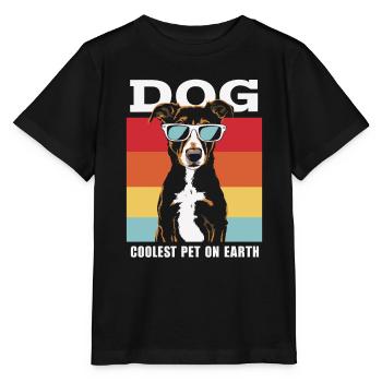 Chien Le Plus Cool Pet Sur Terre Lunettes De Soleil Rétro Drôle - T-shirt bio MINI CREATOR Stanley/Stella Enfant - noir - Devant - Mikhail (115cm)