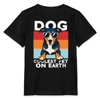 Dog Coolest Pet On Earth Retro Sunglasses Funny - Stanley/Stella MINI CREATOR Kids’ T-Shirt - black - Front - Mikhail (115cm)