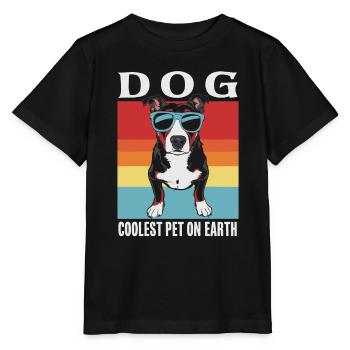 Dog Coolest Pet On Earth Retro Sunglasses Funny - Stanley/Stella MINI CREATOR Kids’ T-Shirt - black - Front - Mikhail (115cm)