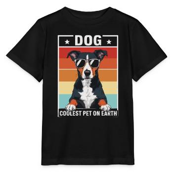 Dog Coolest Pet On Earth Retro Sunglasses Funny - Stanley/Stella MINI CREATOR Kids’ T-Shirt - black - Front - Mikhail (115cm)