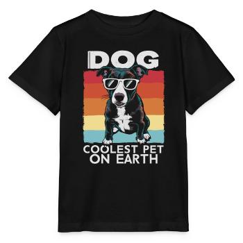 Chien Le Plus Cool Pet Sur Terre Lunettes De Soleil Rétro Drôle - T-shirt bio MINI CREATOR Stanley/Stella Enfant - noir - Devant - Mikhail (115cm)