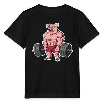 Schwein Gewichtheben Fitness-Studio - Stanley/Stella Kinder T-Shirt MINI CREATOR  - Schwarz - Vorne - Mikhail (115cm)