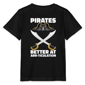 Pirat Totenkopf Freibeuter Piratenschiff - Stanley/Stella Kinder T-Shirt MINI CREATOR  - Schwarz - Vorne - Mikhail (115cm)