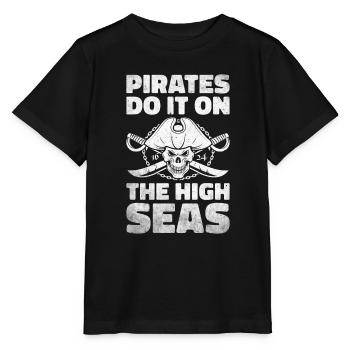 Pirat Totenkopf Freibeuter Piratenschiff - Stanley/Stella Kinder T-Shirt MINI CREATOR  - Schwarz - Vorne - Mikhail (115cm)