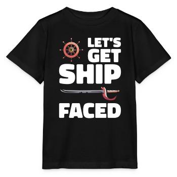 Pirat Totenkopf Freibeuter Piratenschiff - Stanley/Stella Kinder T-Shirt MINI CREATOR  - Schwarz - Vorne - Mikhail (115cm)