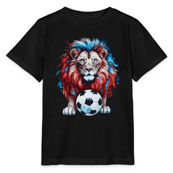Löwe Fußball Bunt Tschechien Tier Design Print - Stanley/Stella Kinder T-Shirt MINI CREATOR  - Schwarz - Vorne - Mikhail (115cm)