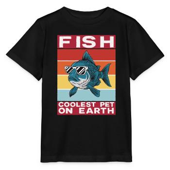Fish Coolest Pet On Earth Retro Sunglasses Funny - Stanley/Stella MINI CREATOR Kids’ T-Shirt - black - Front - Mikhail (115cm)