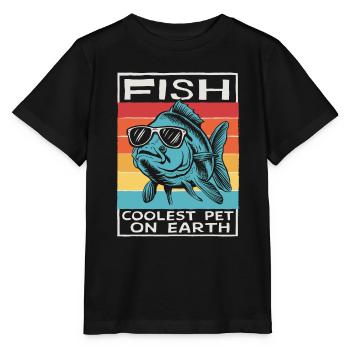 Fish Coolest Pet On Earth Retro Sunglasses Funny - Stanley/Stella MINI CREATOR Kids’ T-Shirt - black - Front - Mikhail (115cm)