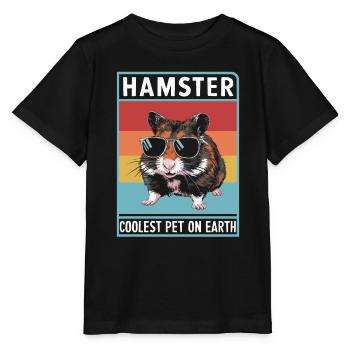 Hamster Coolest Pet On Earth Lunettes de soleil rétro - T-shirt bio MINI CREATOR Stanley/Stella Enfant - noir - Devant - Mikhail (115cm)