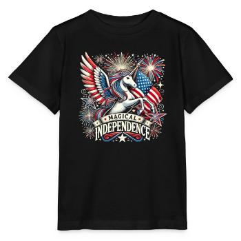 Patriotisme magique Licorne américaine États-Unis - T-shirt bio MINI CREATOR Stanley/Stella Enfant - noir - Devant - Mikhail (115cm)