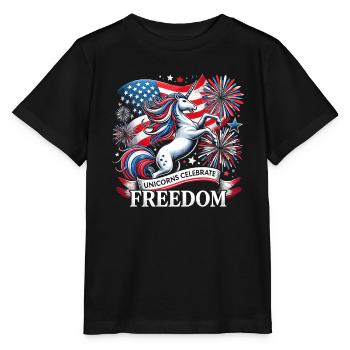 Patriotisme magique Licorne américaine États-Unis - T-shirt bio MINI CREATOR Stanley/Stella Enfant - noir - Devant - Mikhail (115cm)