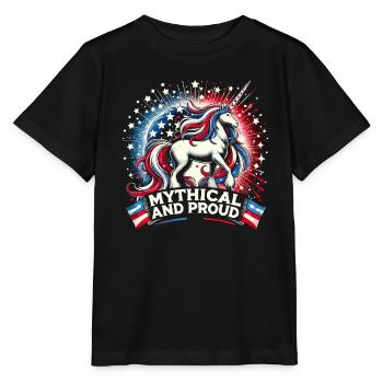 Magischer Patriotismus Amerikanischer Einhorn USA - Stanley/Stella Kinder T-Shirt MINI CREATOR  - Schwarz - Vorne - Mikhail (115cm)