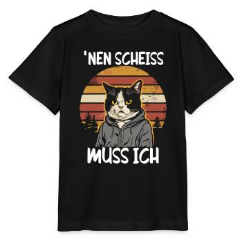 Drôle de chat qui dit : Je m’en fous - T-shirt bio MINI CREATOR Stanley/Stella Enfant - noir - Devant - Mikhail (115cm)