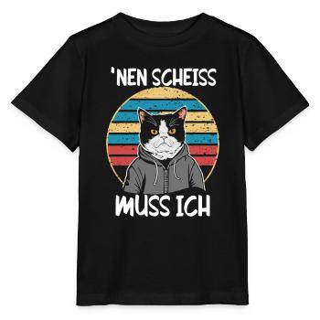 Drôle de chat qui dit : Je m’en fous - T-shirt bio MINI CREATOR Stanley/Stella Enfant - noir - Devant - Mikhail (115cm)