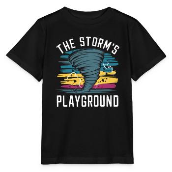 Erlebe Die Faszinierende Welt Des Tornadojagens - Stanley/Stella Kinder T-Shirt MINI CREATOR  - Schwarz - Vorne - Mikhail (115cm)