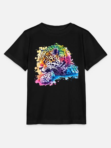 Bunter Leopard Kunstwerk für Wildtierliebhaber - Stanley/Stella Kinder T-Shirt MINI CREATOR  - Schwarz