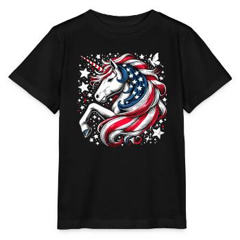 Patriotisme magique Licorne américaine États-Unis - T-shirt bio MINI CREATOR Stanley/Stella Enfant - noir - Devant - Mikhail (115cm)