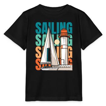 Sailing Sailor Sailboat - Stanley/Stella MINI CREATOR Kids’ T-Shirt - black - Front - Mikhail (115cm)
