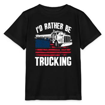 Truck Driver Truck Driving United States Flag - Stanley/Stella MINI CREATOR Kids’ T-Shirt - black - Front - Mikhail (115cm)