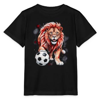 Lion Football Colorful Switzerland Animal Design Print - Stanley/Stella MINI CREATOR Kids’ T-Shirt - black - Front - Mikhail (115cm)