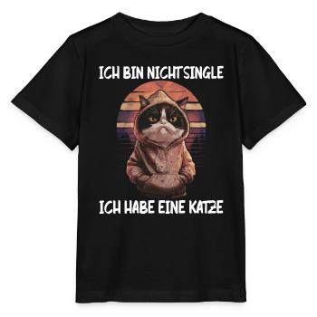 Je ne suis pas célibataire, j’ai un chat - T-shirt bio MINI CREATOR Stanley/Stella Enfant - noir - Devant - Mikhail (115cm)