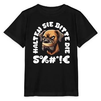 Great Dane, please keep your mouth shut - Stanley/Stella MINI CREATOR Kids’ T-Shirt - black - Front - Mikhail (115cm)