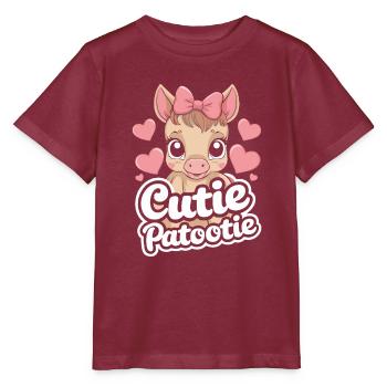 Amoureux des chevaux, soins aux poulains, équitation, passion - T-shirt bio MINI CREATOR Stanley/Stella Enfant - bordeaux - Devant - Kain (125cm)