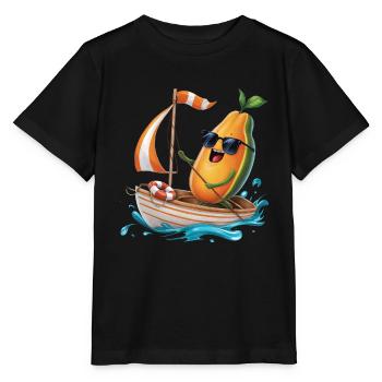 Frucht Papaya Bootfahren Geschenk - Stanley/Stella Kinder T-Shirt MINI CREATOR  - Schwarz - Vorne - Mikhail (115cm)