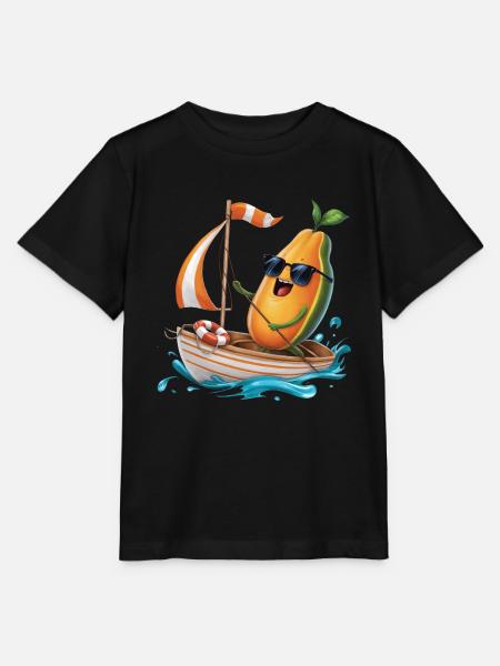 Frucht Papaya Bootfahren Geschenk - Stanley/Stella Kinder T-Shirt MINI CREATOR - Schwarz