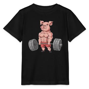 Schwein Gewichtheben Fitness-Studio - Stanley/Stella Kinder T-Shirt MINI CREATOR  - Schwarz - Vorne - Mikhail (115cm)