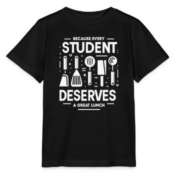 Weil jeder Schüler ein gutes Mittagessen verdient - Stanley/Stella Kinder T-Shirt MINI CREATOR  - Schwarz - Vorne - Mikhail (115cm)