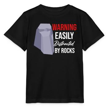 Avertissement : Facilement distrait par les pierres. Jollier - T-shirt bio MINI CREATOR Stanley/Stella Enfant - noir - Devant - Mikhail (115cm)