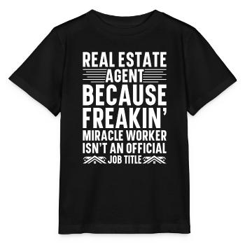 Agent immobilier Courtier immobilier Agent immobilier Agent immobilier - T-shirt bio MINI CREATOR Stanley/Stella Enfant - noir - Devant - Mikhail (115cm)
