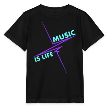 Music is Life Puls Herzschlag Musik Frequenz Text - Stanley/Stella Kinder T-Shirt MINI CREATOR  - Schwarz - Vorne - Mikhail (115cm)