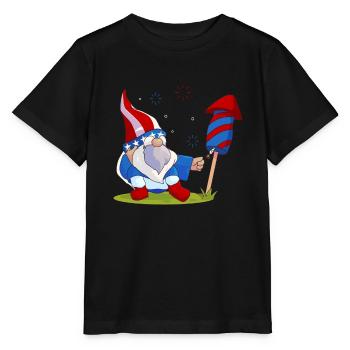 Liebenswerter Gnome Feuerwerk Amerika - Stanley/Stella Kinder T-Shirt MINI CREATOR  - Schwarz - Vorne - Mikhail (115cm)