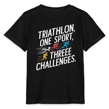 Triathlon Swim Bike Run Triathlete Sports Gift - Stanley/Stella MINI CREATOR Kids’ T-Shirt - black - Front - Mikhail (115cm)