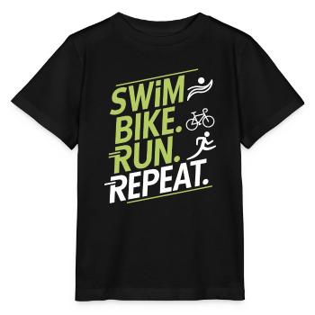 Triathlon Swim Bike Run Triathlete Sports Gift - Stanley/Stella MINI CREATOR Kids’ T-Shirt - black - Front - Mikhail (115cm)