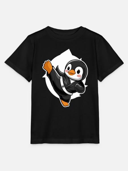 Ninja Pinguin Karate Meister - Stanley/Stella Kinder T-Shirt MINI CREATOR  - Schwarz