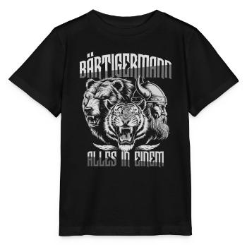 Bärtigermann alles in einem Wikinger - Stanley/Stella Kinder T-Shirt MINI CREATOR  - Schwarz - Vorne - Mikhail (115cm)