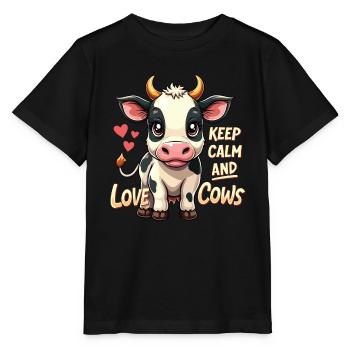 Cows Moo Cow Moo Cattle Dairy Cow Dairy Farmer - Stanley/Stella MINI CREATOR Kids’ T-Shirt - black - Front - Mikhail (115cm)