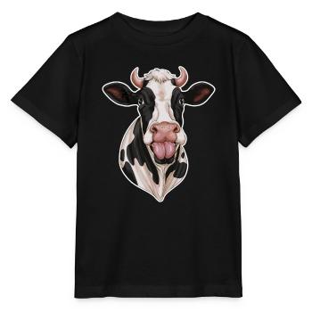 Funny Cow Sticks Out Tongue - Stanley/Stella MINI CREATOR Kids’ T-Shirt - black - Front - Mikhail (115cm)