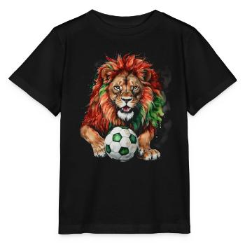Lion Football Colorful Portugal Animal Design Print - Stanley/Stella MINI CREATOR Kids’ T-Shirt - black - Front - Mikhail (115cm)
