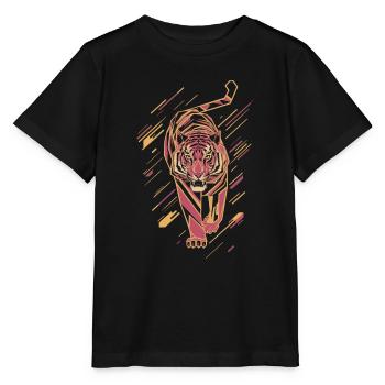Geometric Tiger in Motion Artwork - Stanley/Stella MINI CREATOR Kids’ T-Shirt - black - Front - Mikhail (115cm)